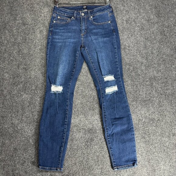 GAP Denim - GAP Jeans Womens 28 Curvy True Skinny Cotton Stretch Medium Wash Distressed